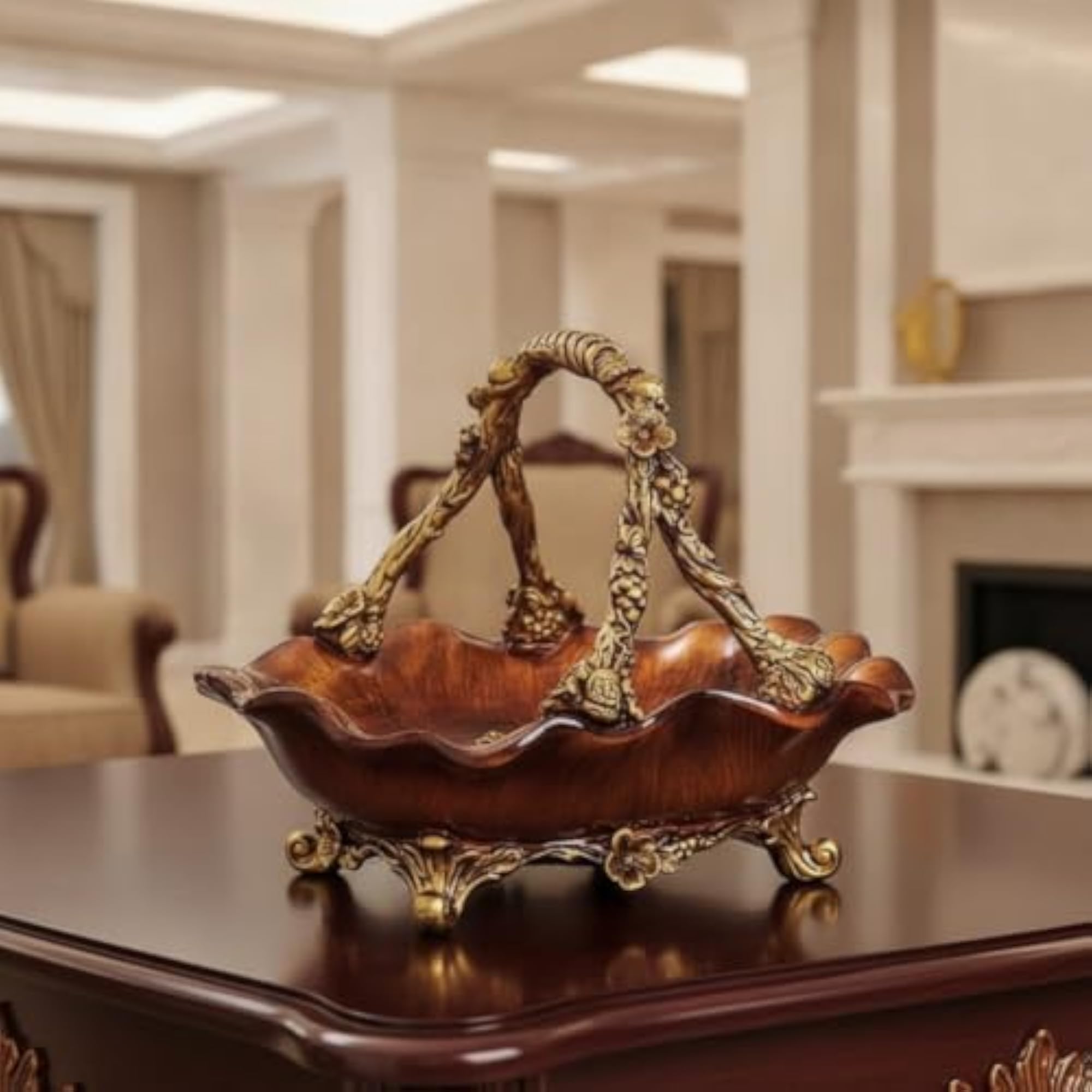 Hand-Painted Decorative Holder Ornate Resin Fruit Holder