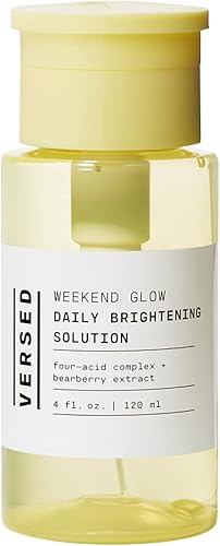 Versed Weekend Glow Daily Brightening AHA Liquid Exfoliant – Tratamiento exfoliante con vitamina C, ácido azelaico y AHAs – Ayuda a igualar el tono
