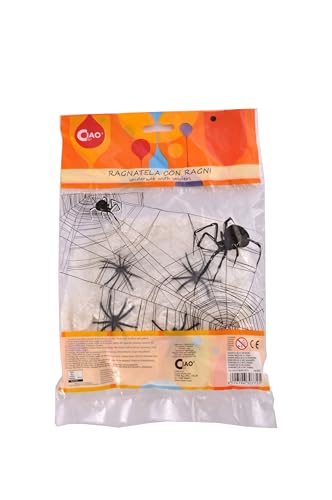 Ciao - Tecidos de aranha decorativos (35 g) com 4 aranhas