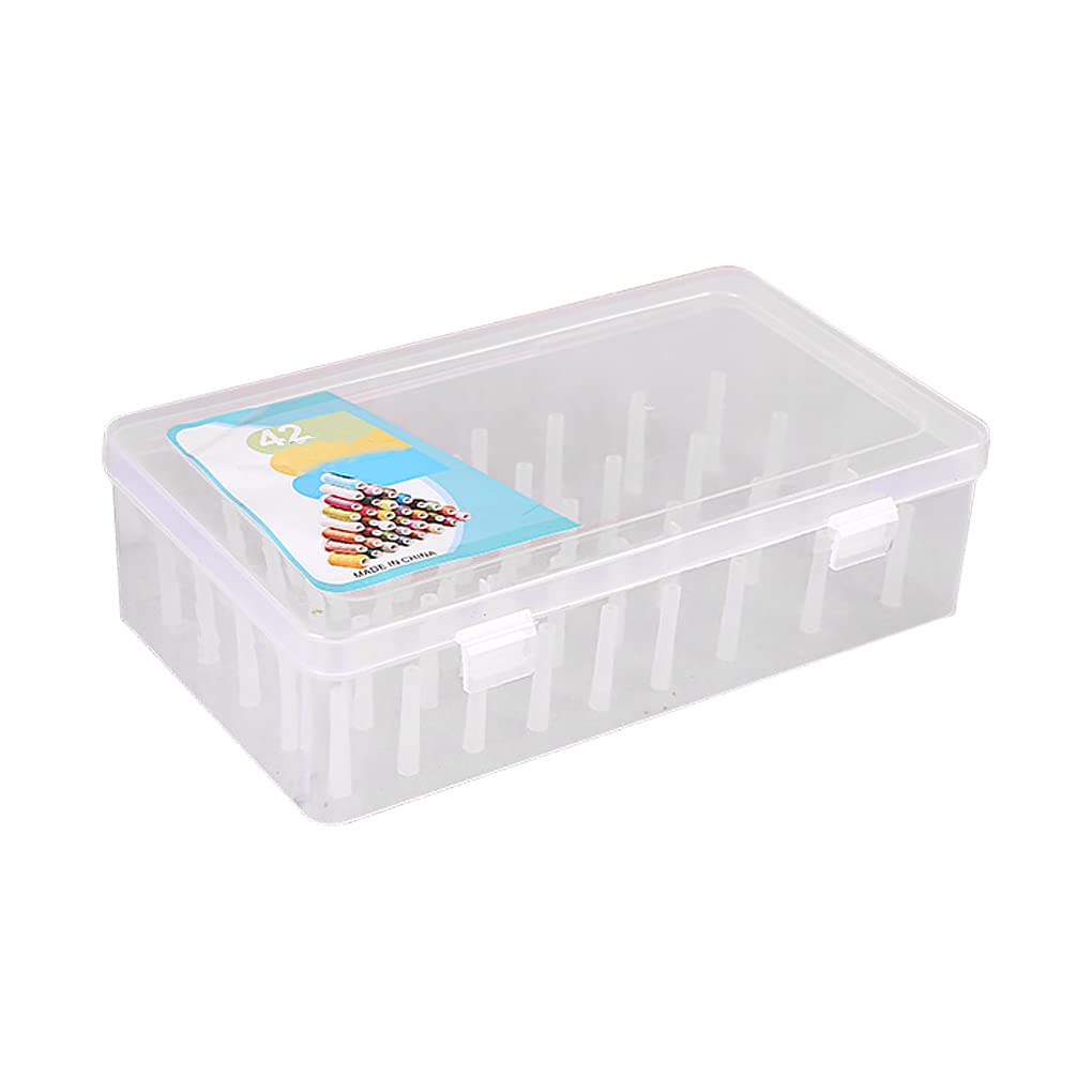 Juego de 5 cajas de hilo de coser, 42 carretes de plástico de gran capacidad, para bordado, a prueba de polvo, accesorios transparentes