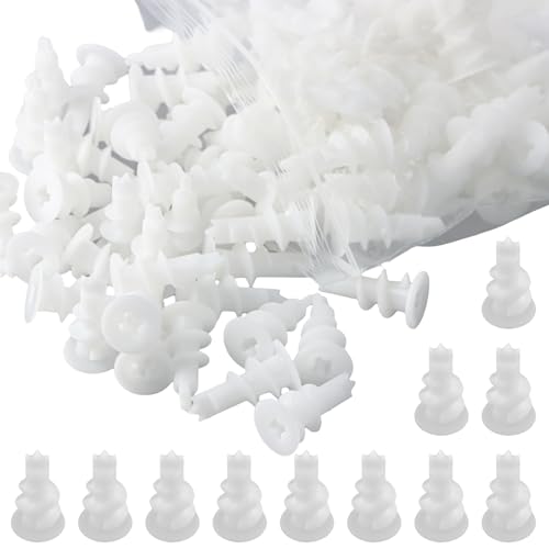 100 Piezas Tacos para Cartón Yeso, Tacos para Placas de Yeso Autoperforantes, Tacos Huecos con Punta, Tacos Huecos para Pared para Fijación en Piedra, Ladrillo, Hormigón, Placas de Yeso