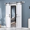 EaseLife 36in x 84in (Double 18in×84in Door) Barn Door with 6.6FT Sliding Door Hardware & Handle Included,DIY Assemblely,Easy Install,Water-Proof,Apply to Interior Exterior Rooms,H-Frame,White