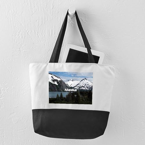 CafePress Alaska: Portage Lake And Mountains Canvas Tote Top Zipper Closure4