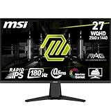 MSI MAG 275QF Écran Gaming 27" WQHD - Dalle Rapid IPS 2560 x 1440, 180 Hz / 0,5 ms (GtG, Min.), Gamme de Couleurs sRGB 101%, AMD FreeSync, HDR Ready - DisplayPort 1.4, HDMI 2.0b (WQHD 144Hz)