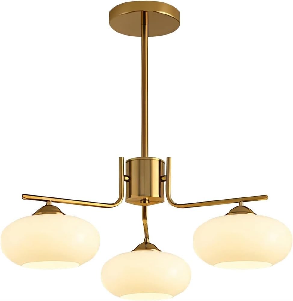 Lustre plafonnier vintage spoutnik en verre de lait doré 3 à 8 lampes