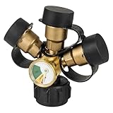 BlueStars Upgraded 3-Way Propane Splitter Connector QCC/POL with Gauge & Shut-Off Valve – Propane Tank Splitter, 3 Y Propane Gas Adapter for RV Grills Heaters, Camping Stoves, BBQ Griddles Burners