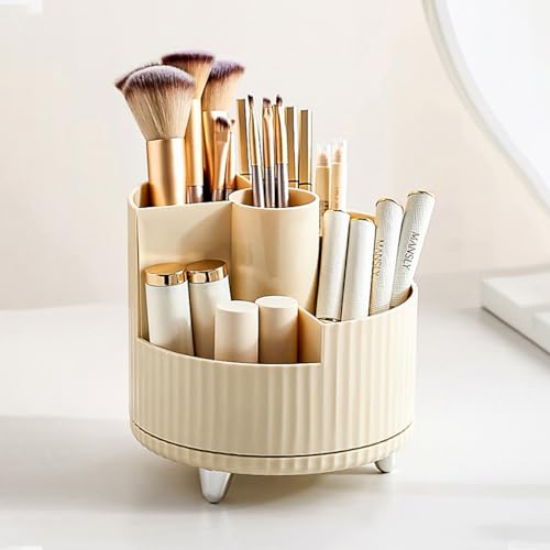 Image of HANNEA Makeup Organizer 5-Slot 360 Rotating Box for Lipstick Perfume | 360 Access, Keeps Lipsticks and Perfumes Visible, Brush Holder, Vanity Storage, 5 Slots, Easy to Rotate