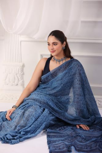 Image of TAMAIRA FASHION Mulmul Pure Cotton Saree For Woman Warli Printed|Office Wear Daily Wear Sarees For Women Without Blouse Piece(Available in 19 Colours)