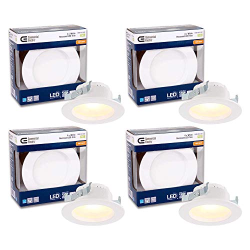 Commercial Electric 4 in. White Integrated LED Recessed Trim, 2700K