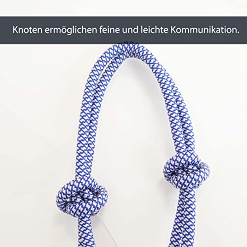 Foto von Knotenhalfter für Bodenarbeit Pferd - Knotenhalfter Cob optimal für Freiarbeit, Bodenarbeit, Führ- oder Verladetraining (Shetty (Shetland), Royalblau-Weiss)