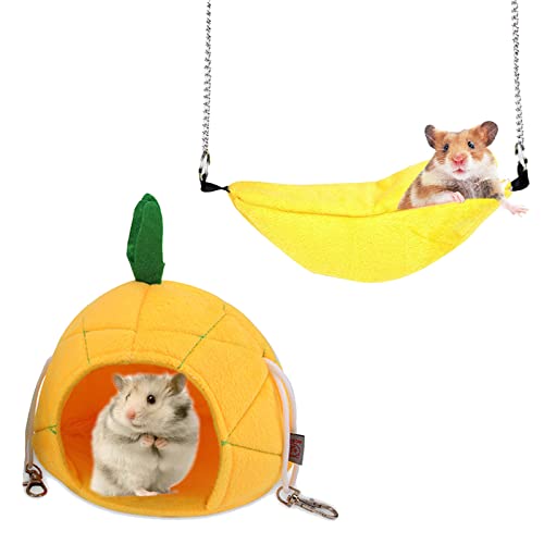 Hileyu Petit Animal Suspendu Maison Hamster Banane Hamster Lit Maison Hamac pour Hamster Mini lit pour Hamster Maison de Cochon d'Inde pour Hamster pour Cochon d'Inde, Gerbille, Hamster