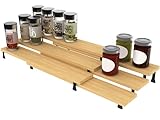 Derkniel Spice Rack Set, Cabinet Shelf, Extendable Spice Holder, Set of Two 3-Tier Spice Organizers, Pine Wood, for Cabinet, Pantry