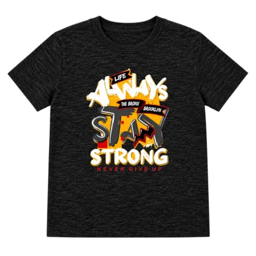 Image of Boy's Printed Cotton Blend T-Shirt | Round Neck | Half Sleeve | Regular Fit | Casual Wear | Black, Navy, Grey Melange | 2-8 Years