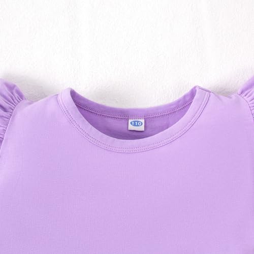 Image of LYSMuch Toddler Girls Short Sleeve Ruffle Basic Blouse | Size 2T-14Y Girls Summer Tops,Solid Kids Casual Clothes