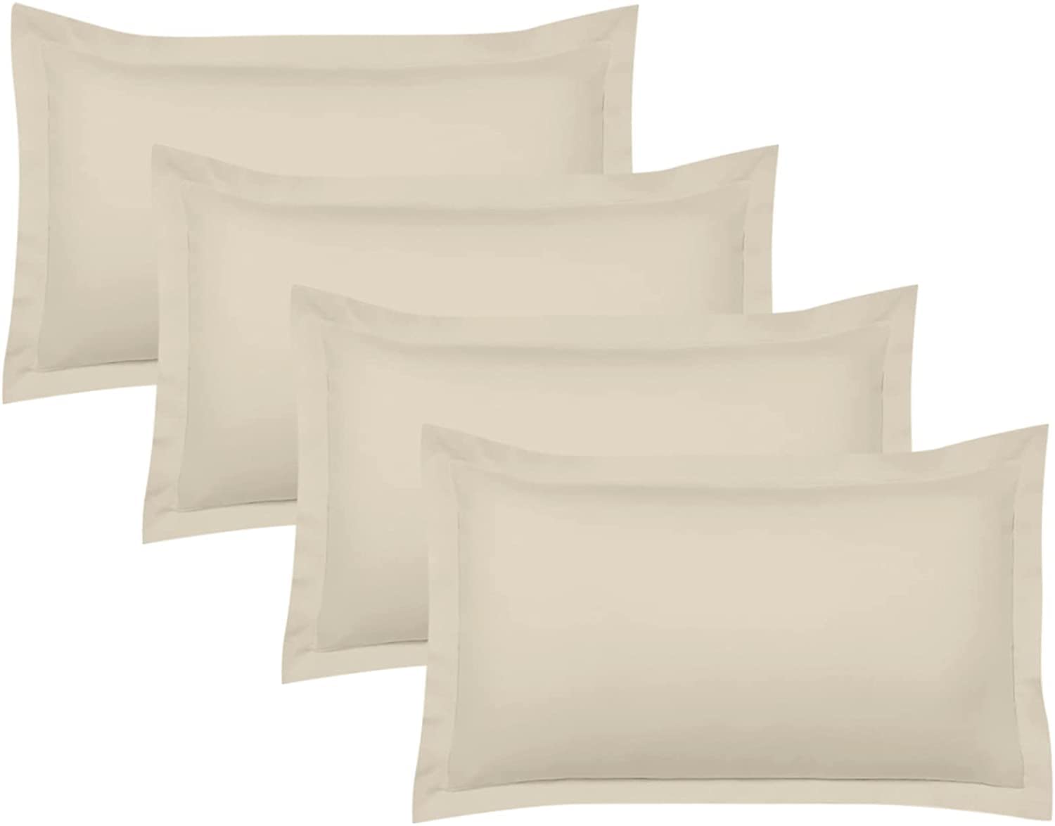 Juego de 4 fundas de almohada Oxford 100% algodón egipcio, 400 hilos, suaves y frescas, calidad de hotel (75 cm x 150 cm), paquete de 4 fundas de almohada para dormitorio, color marfil sólido.