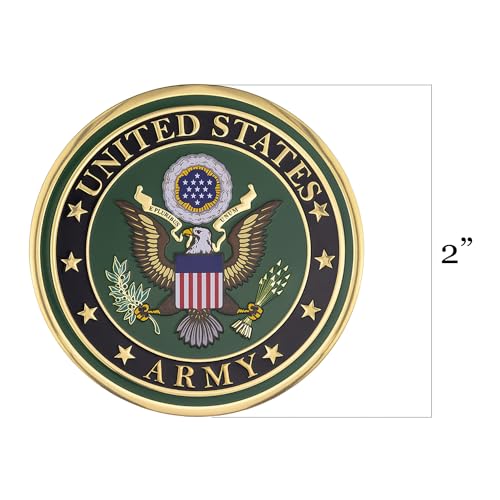 Image of SHOP AWARDS AND GIFTS 2 Inch Round Embossed United States Army Full Color Shield Emblem Medallion, Metal Decal Adhesive Sticker, Peel and Stick Back, Honor Service Member, Veterans, Family, Pack of 1