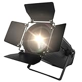 SHEHDS LED Stage Spotlights COB 200W Linear Zoom Wash Lights with Barn Door Warm White(3000k) & Cool White(5700k) DMX512 Sound Activated Par DJ Lights for Church Wedding Theater-1 Pack