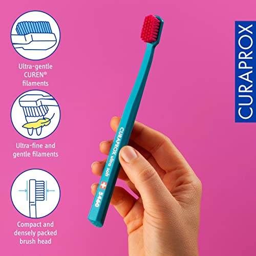 Image of Curaprox CS 5460 Ultra-Soft Toothbrush - Adult Tooth and Gum Care | Super Soft Curen Bristles for Gentle Cleaning | Light Blue, Single Pack