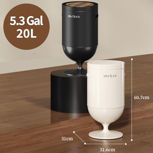 Image of MRBIN Metal Motion Sensor Trash Can with Lid, 5.3 Gallon Wine Glass Shaped Automatic Waste Basket Touchless, Smart Round Tall Garbage with High Leg for Office, Bedroom, Kitchen, Black