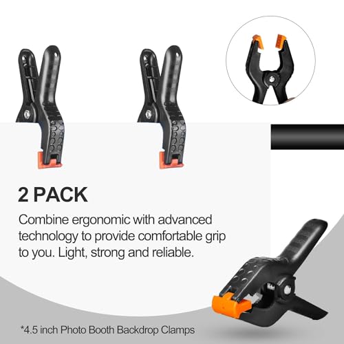 Image of EMART Photography T-Shaped Background Stand 3x6.5ft Adjustable Photo Tripod Stand with 2 Spring Clamps for Video Studio