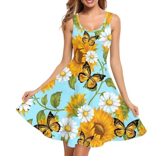 Image of TOADDITDO Womens Summer Sleeveless Tank Dress with 2 Side Pockets XS-4XL Plus Size