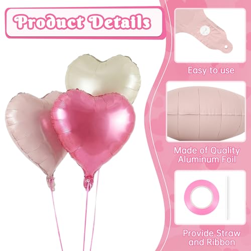 Image of 12 Pcs Colorful Heart Balloons,18 Inch Heart Foil Balloons Love Balloon Valentine Balloon for Birthday Party Wedding Engagement Party Baby Shower Valentine Day Decorations