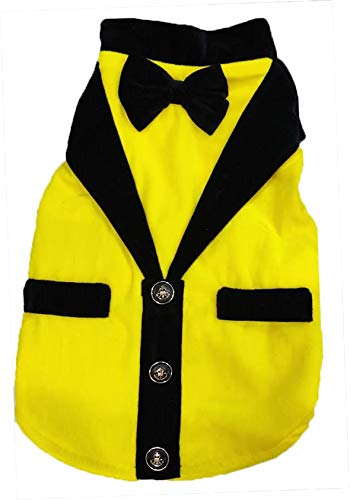 Kitty & The Woof Gang Yellow Velvet Winter Dog Jacket Black Collar Front Strip, Buttons with Black Bow. Dog Clothes for Dogs Puppy Clothes Cat Dress Cat Clothes Dog Dress Pet Clothes - XL - 18 Inch (B08P3KW2MQ) Amazon Price History, Amazon Price Tracker