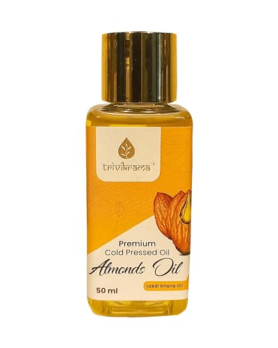 Image of Trivikrama Pure Cold Pressed Sweet Almond Oil for Hair and Skin, 50 ML | Almond Oil For Healthy Hair