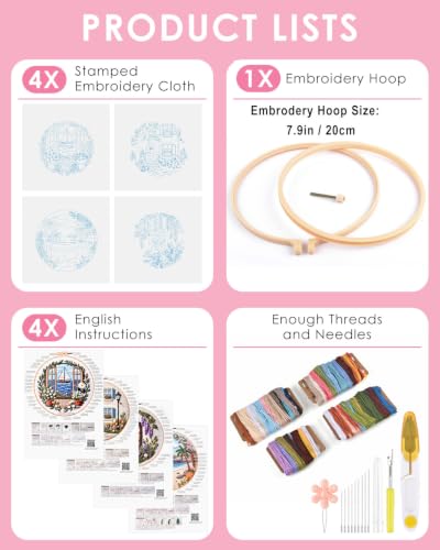 Image of TINDTOP Embroidery Kit for Adult, Embroidery DIY Starter Kit