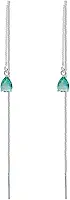 Brinco Fio Passante Longo Pedra Verde Agua Banhado Prata 925