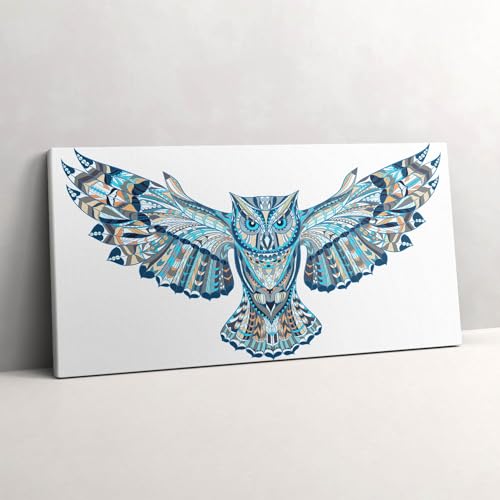 Chouette en vol peinture murale decoration interieur salon moderne grand format