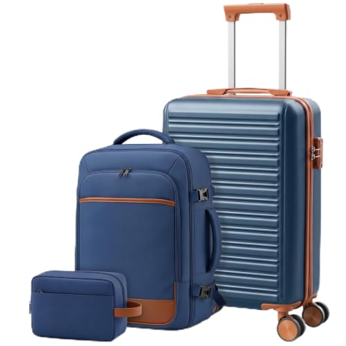 OLIXIS 3 Piece Luggage Set, 20in Carry On Suitcase With Backpack