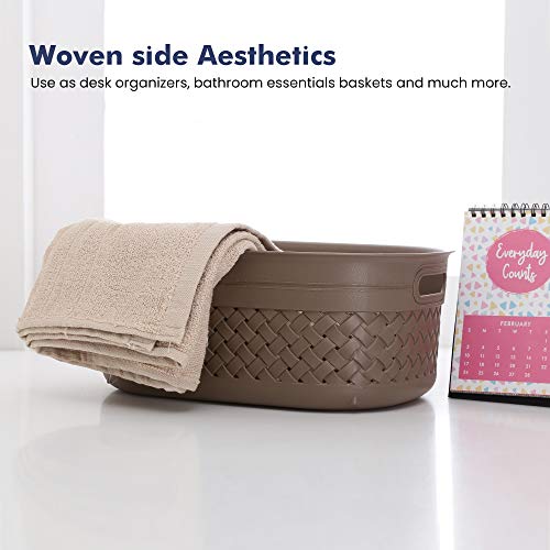 Image of Kolorr Plastic Multipurpose Stitch Home /Kitchen Storage Organizing Basket (Extra Large, Multicolour) - Pack of 3