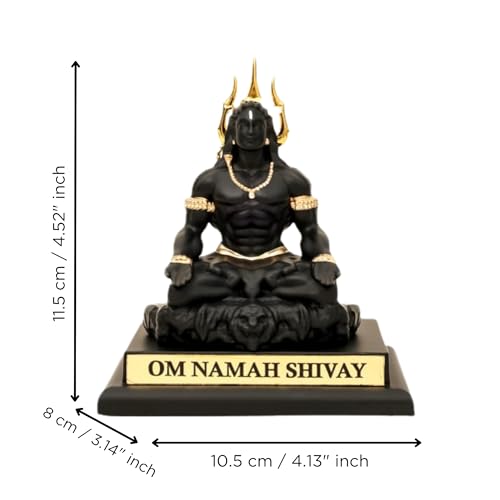Image of eCraftIndia Adiyogi Lord Shiva Idol with Gold Plated Trishul | Om Namah Shivay Murti for Home Decor, Office Desk & Pooja | Spiritual Gift for Housewarming, Meditation & Festive