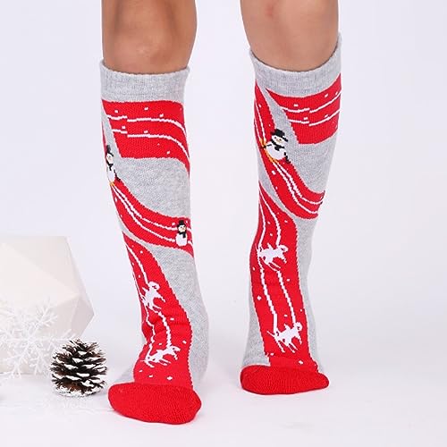 Hotfiary 2Pairs Kids Ski Socks Toddler Boys Girls Winter Warm Thick Sock Knee High Thermal Boot Socks for Hiking Snowboarding3