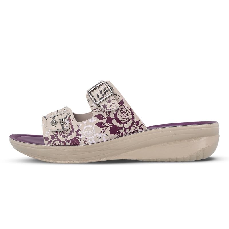 Image of WALKAROO Slip-on Sandals for Women|Lightweight PU Wedge Sole, Comfortable Sandal|Walking, Shopping, Travel, Casual Wear Sandal-WLR74019