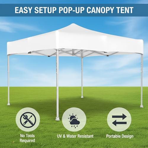 Image of OUTO Heavy Duty Gazebo Tent 6.5 ft | 16.8 Kg Strong Frame | UV Protection Foldable Pop-Up Canopy Tent with 4 Side Open | Outdoor Folding Tent for Garden, Terrace, Events & Promotional Use (White)
