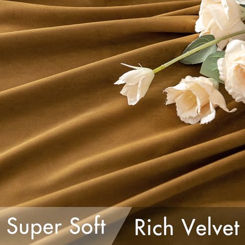 Image of MIULEE Velvet Curtains Extra Wide 66x84 inches Gold Curtains | Luxury, Room Darkening Curtains for Sliding Door Bedroom Living Room, Thermal Insulated, Window Drapes, Back Tab, 2 Panels