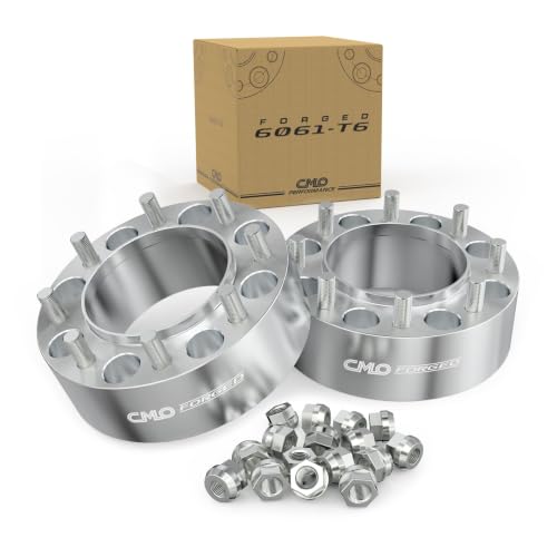 CMO 2.5" 8x170 Wheel Spacers 125mm Hubcentric Fit M14x2.0 Studs 2PCS | 6061-T6 Forged, 10.9 Grade Studs, Anodized, For Ford F-250 F-350 Super Duty 1999-2002, Excursion 2000-2002-Front Axle O