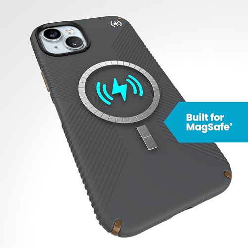 Image of Speck iPhone 15 Plus & iPhone 14 Plus Case - Presidio2 Grip MagSafe, Drop Protection, Soft Touch Charcoal Grey /Cool Bronze /White