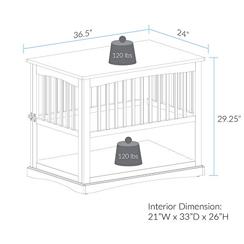 Casual Home Wooden Large Pet Crate, End Table, White - Image 6