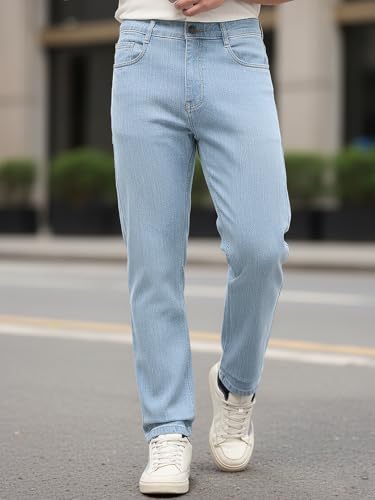 Image of Urbano Fashion Men's Straight Fit Washed Denim Jeans Stretchable
