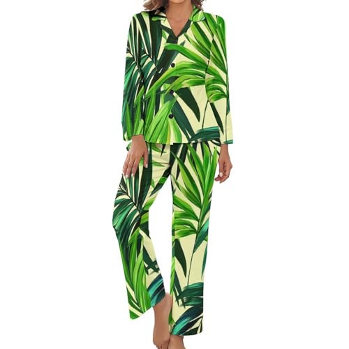 Pyjama femme grande taille coupe ample imprimé hawaïen anti-frottement