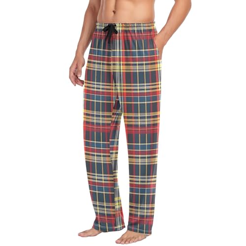 Men's Pajama Pants Plaid Pattern Geometric PJ Bottoms with Pockets, Sleepwear & Lounge Sleep Pants for Men4