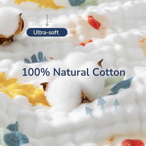 Image of Baby Hooded Towel 2 Pack, Ultra Absorbent & Soft Muslin Baby Towel - 32 x 32 Inches, Baby Bath Towel for Newborns, Infants & Toddlers, Ideal for Bath Time, Pool & Beach