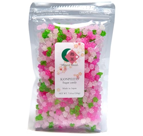 Mayca Moon Konpeito Japanese Tiny Sugar Candy Crystal type 200g (Sakura)