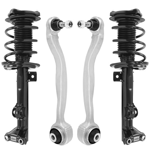 Image of Detroit Axle - RWD Front Struts Kit for 2010-2014 Mercedes-Benz E350 2015-2017 E400, 2 Struts with Coil Spring Assembly 2 Lower Rearward Control Arms with Ball Joint Replacement Suspension Kit