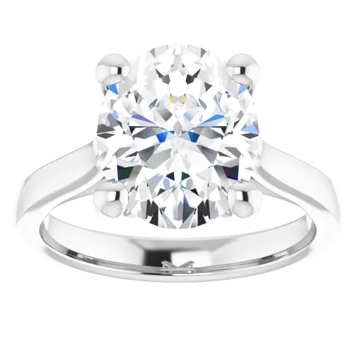 Solitaire Oval Cut Lab Diamond Engagement Ring 3 Carats3