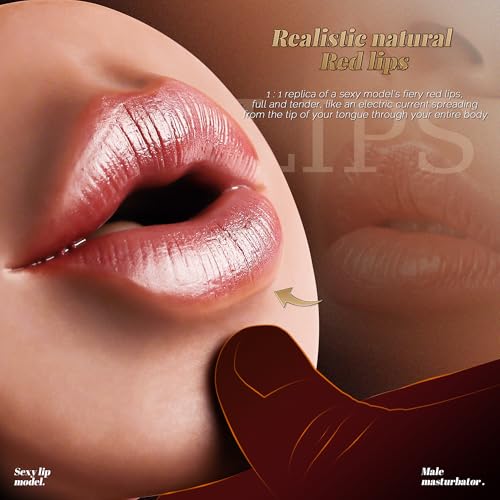 Image of Male Masturbator Oral Sex Toys for Men, Realistic Pocket Pussy Deep Throat Oral Blow Textured with 7.5in Depth, Sexy Lips & Soft Tongue Fleshy Texture, Sex Machine Blowjob Toy for Men (Brown)