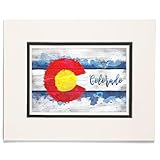 Lantern Press 8x10 Inch Matted Art Print Wall Decor, Colorado State Flag, Watercolor, Rustic